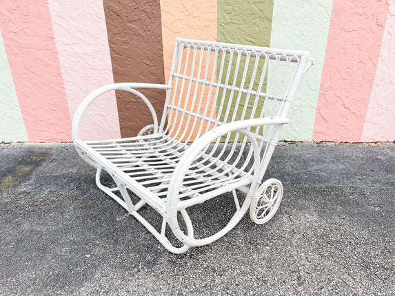Palm Beach Stick Wicker Loveseat on Wheels