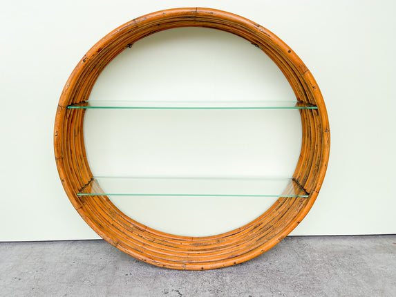 Large Old Florida Style Rattan Shelf