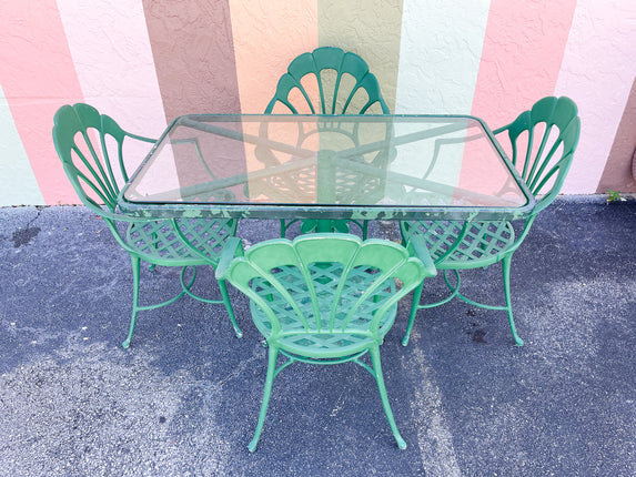 Brown Jordan Scalloped Four Top Table and Chairs