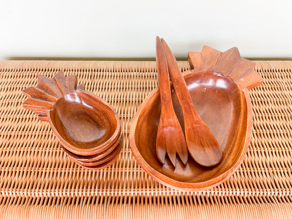 Monkey Pod Pineapple Salad Bowl Set