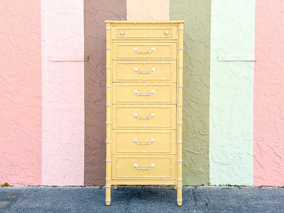 Thomasville Yellow Faux Bamboo Lingerie Chest