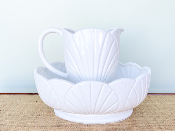 Italian Ceramic Shell Bowl and Pitcher