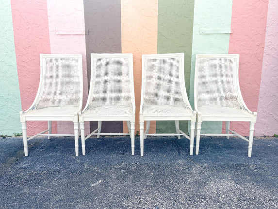 Set of Four Faux Bamboo Cane Chairs