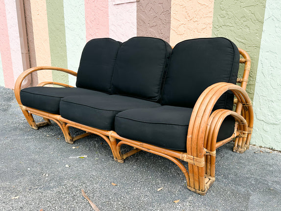 Horseshoe Style Rattan Sofa