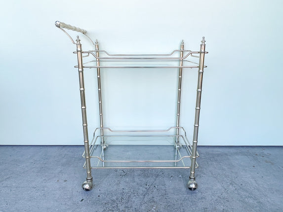 Hollywood Regency Faux Bamboo Bar Cart