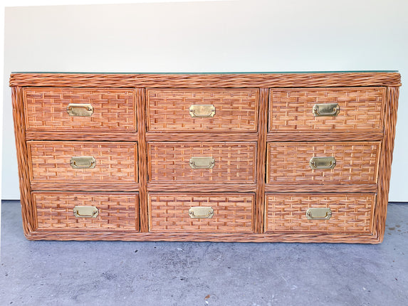 Braided Rattan Triple Dresser