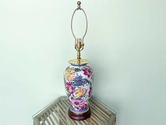 Blue and White Floral Lamp