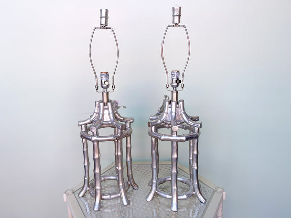 Pair of Faux Bamboo Pagoda Lamps