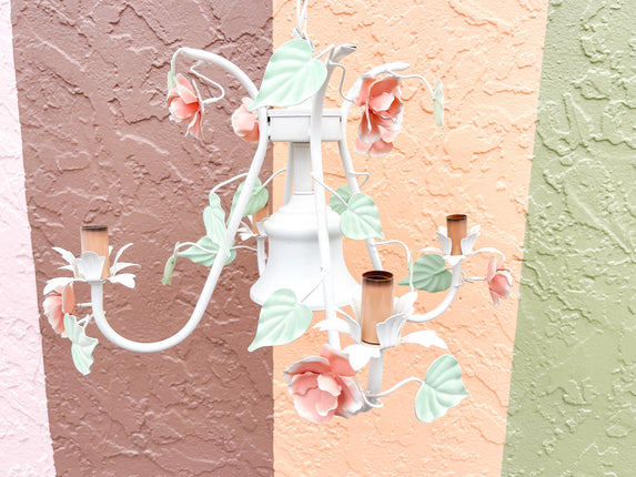 Sweet Floral Tole Chandelier