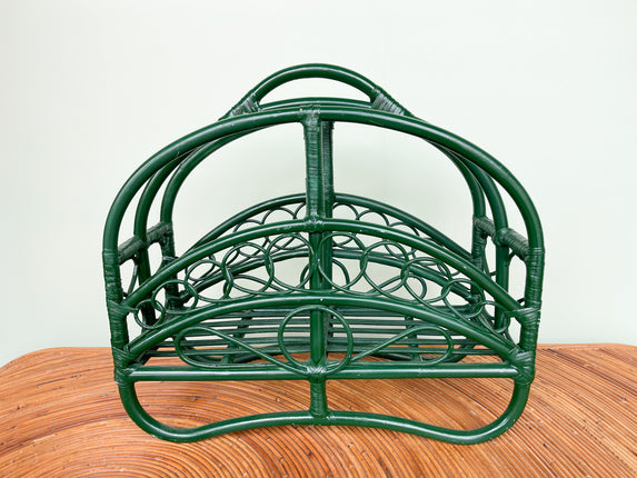 Palm Green Rattan Magazine Rack