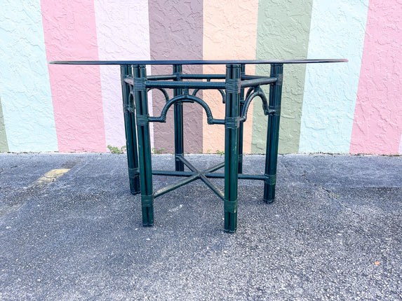 Hunter Green Rattan Dining Table