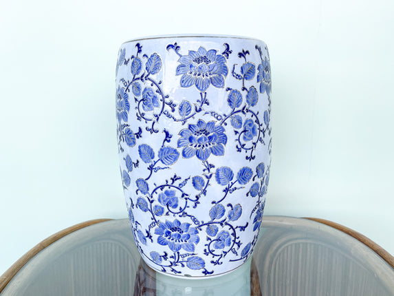 Blue and White Floral Garden Seat