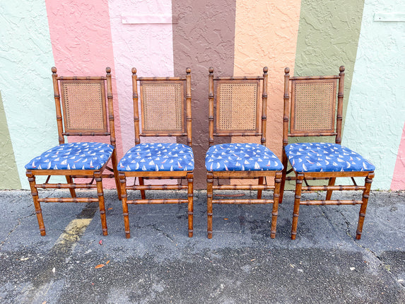 Set of Four Faux Bamboo Folding Chairs