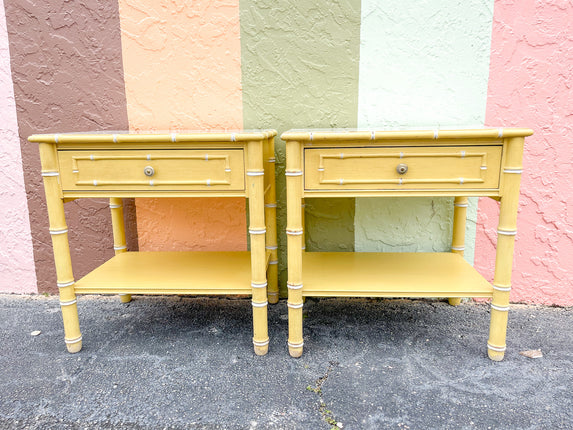 Pair of Faux Bamboo Nightstands