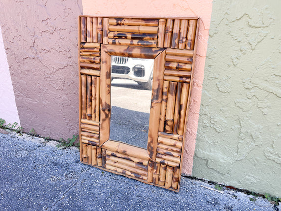 Petite Tortoiseshell Rattan Mirror