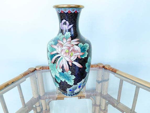 Black Floral Cloisonné Vase