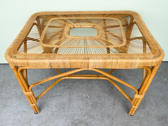 Island Style Wicker and Bamboo Entry Table