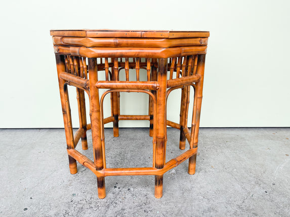 Burnt Bamboo Octagon Side Table