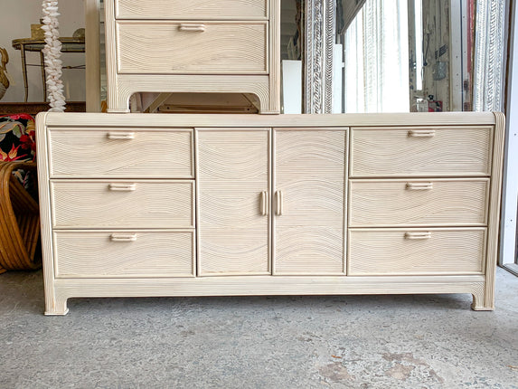 Spilt Reed Wave Rattan Credenza