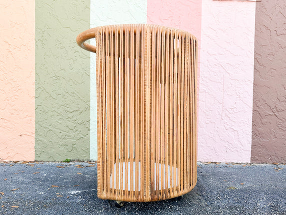 Coastal Stick Wicker Rattan Bar Cart