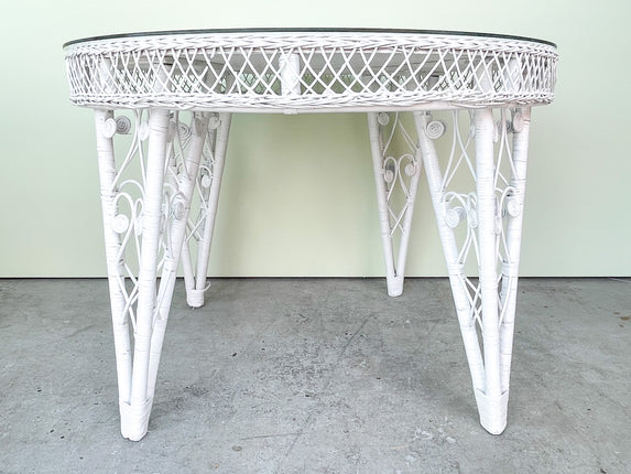 White Wicker Fiddlehead Breakfast Table