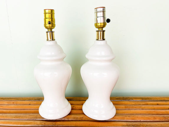 Pair of Sweet Petite White Ginger Jar Lamps