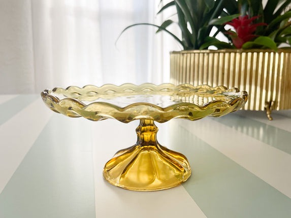 Amber Sunset Glass Cake Stand