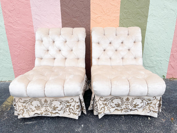 Pair of Hollywood Regency Slipper Chairs