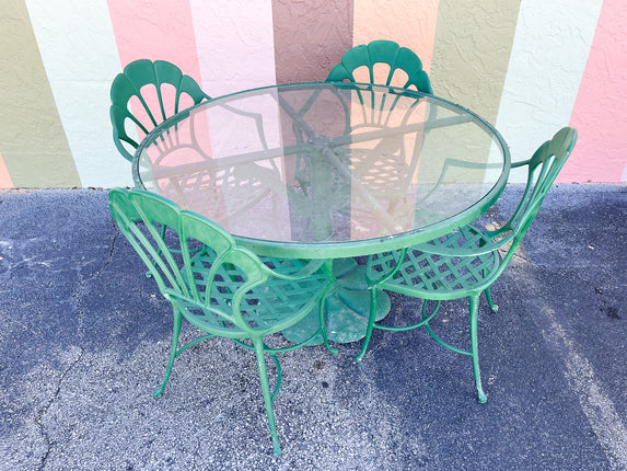 Brown Jordan Scalloped Four Top Table and Chairs