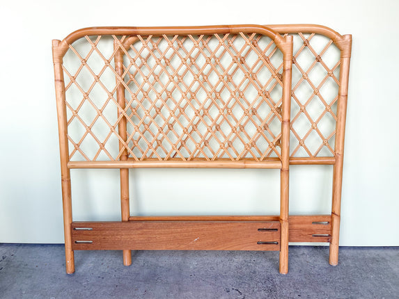 Pair of Rattan Lattice Twin Headboards