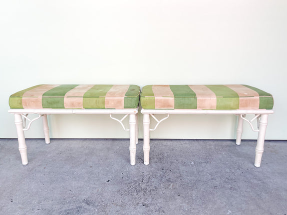 Pair of Ficks Reed Faux Bamboo Benches