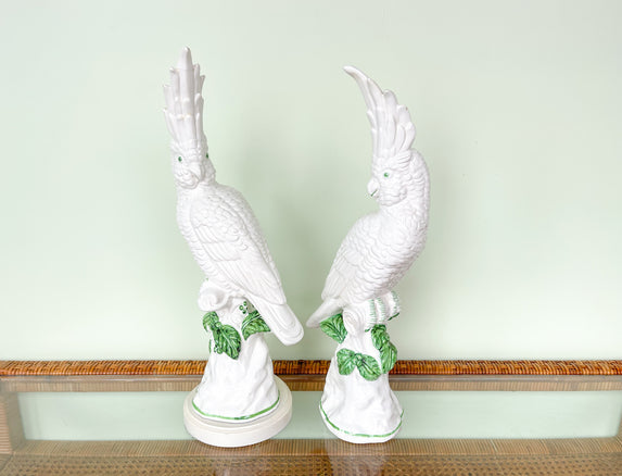 Pair of Italian Ceramic Cockatoos