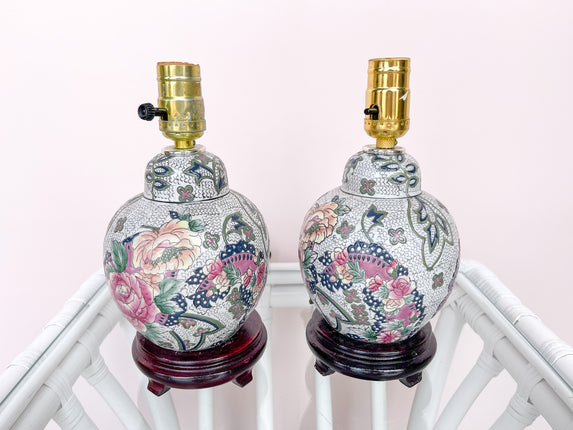 Pair of Petite Floral Lamps