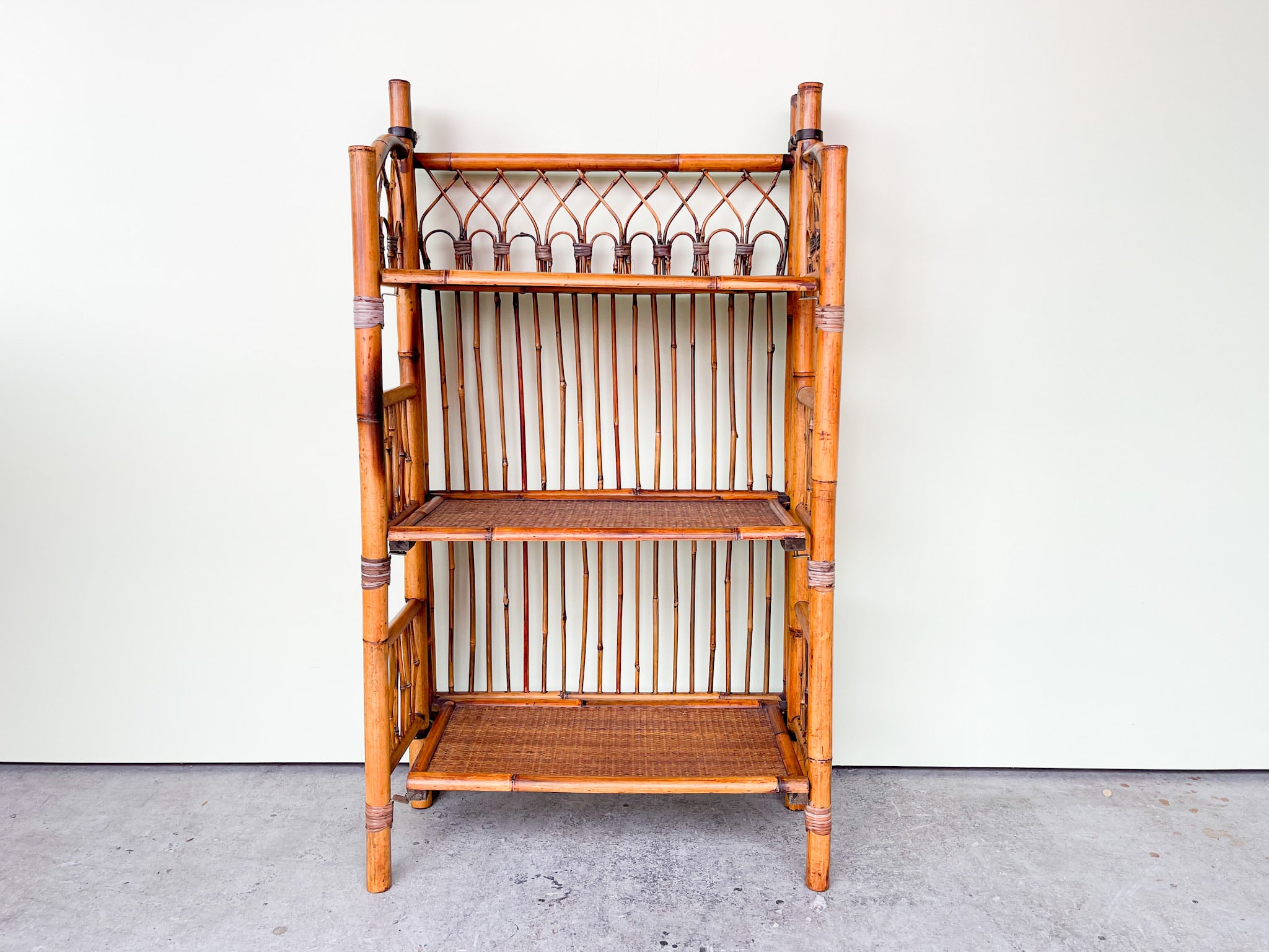 Boho Chic & palm beach regency vintage rattan 2 tier wall shelf