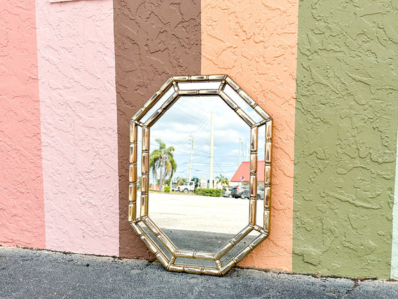 Faux Bamboo Octagon Mirror