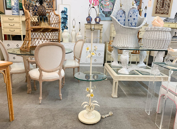 Charming Floral Tole Table Floor Lamp