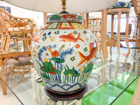 Giant Koi Fish Ginger Jar Lamp