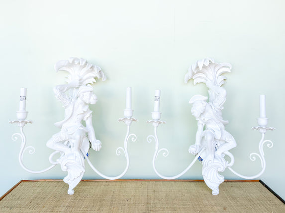 Pair of Lacquered Monkey Wall Sconces