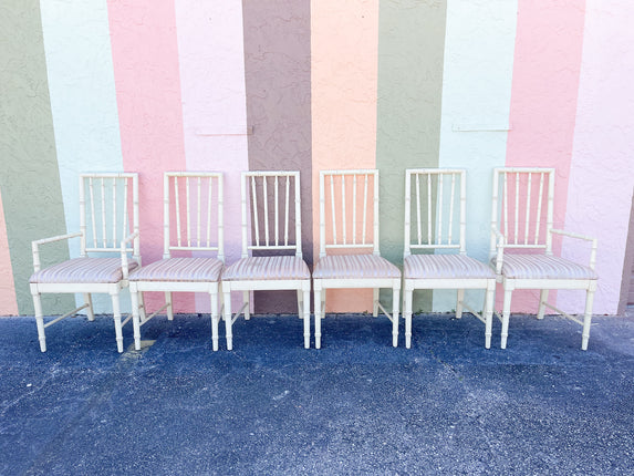 Set of Six Faux Bamboo Dining Chairs
