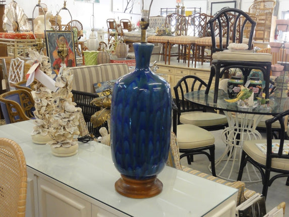 Large Mid Century Modern Blue & Green Lamp