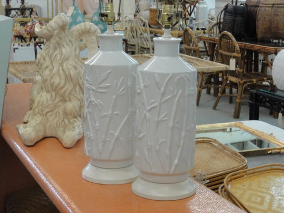 Pair of Palm Beach Faux Bamboo Lamps