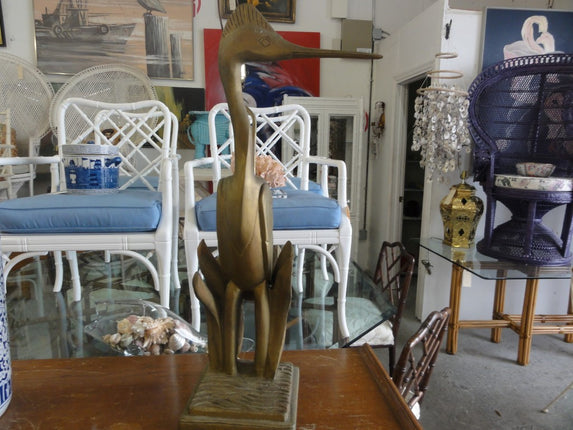 Hand Carved Blue Heron Lamp