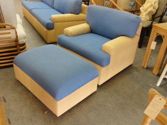 Modern Island Style Seagrass Chair & Ottoman