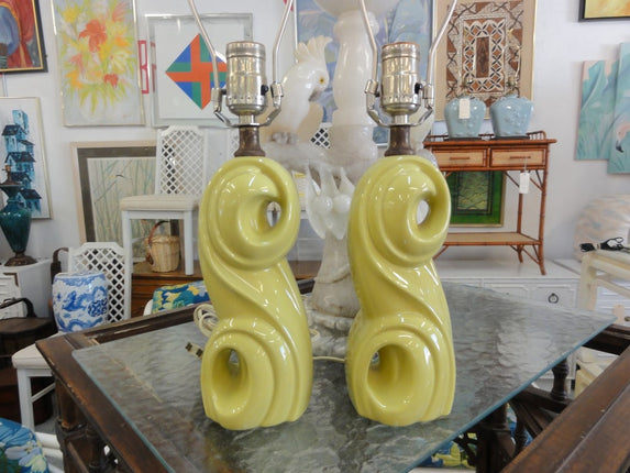 Sculptural Charturese Petite 1950's Lamps
