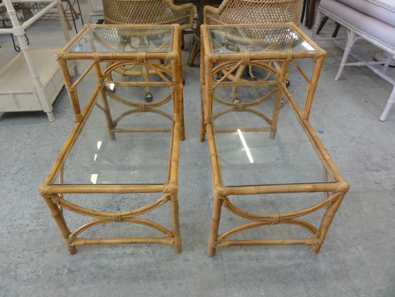 Pair of Island Chic Rattan Side Tables