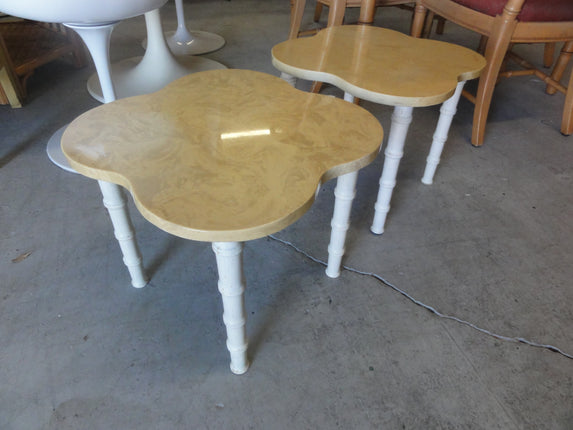 Pair of Faux Bamboo Clover Tables