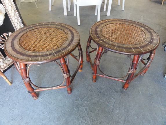 Pair of Island Style Rattan Side Tables