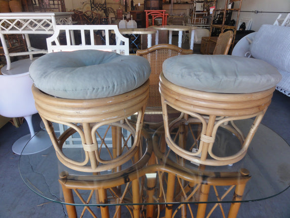 Pair of Rattan Ottomans