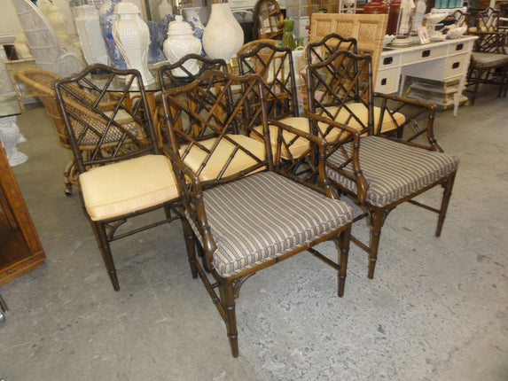 Set of 6 Faux Bamboo Chippendale Dining Chairs