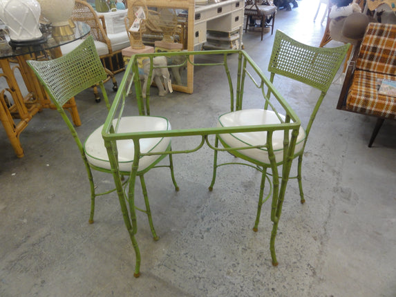 Faux Bamboo Avocado Green Bistro Set